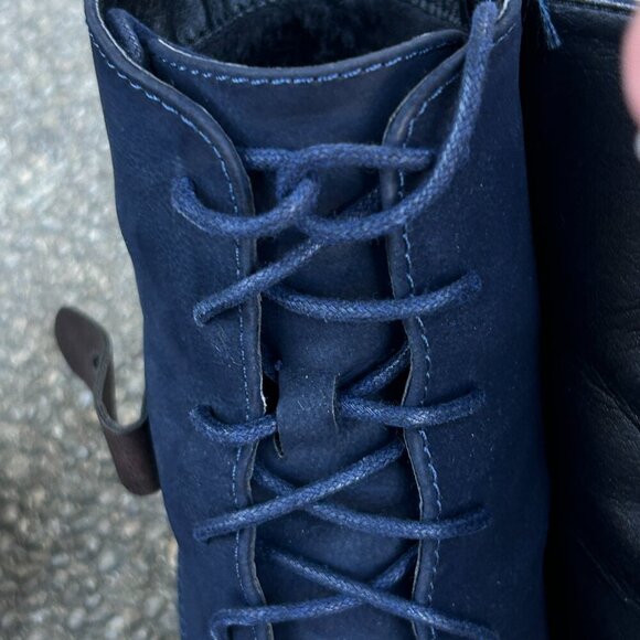 Patrizia Spring Step Billijoe Navy Leather Studded Cross Strap Boots Size 38 - Picture 5 of 14